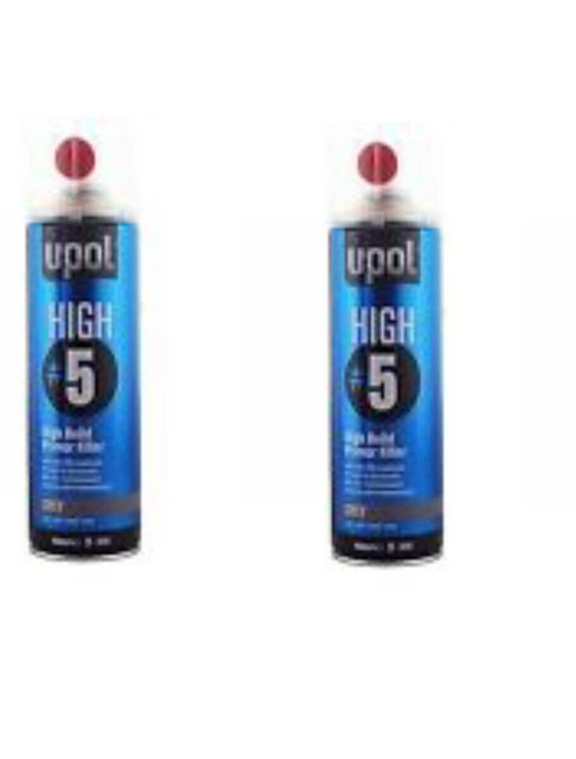 2 x UPOL High 5 (HIGHG/AL) Build Primer GREY Aerosol Primer Filler 450ml