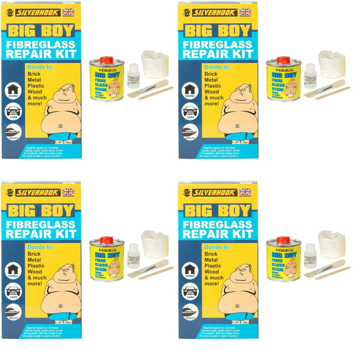 4x Big Boy Fibre Glass Resin Repair Kit All in One Bonding For Car Boat Hardener
