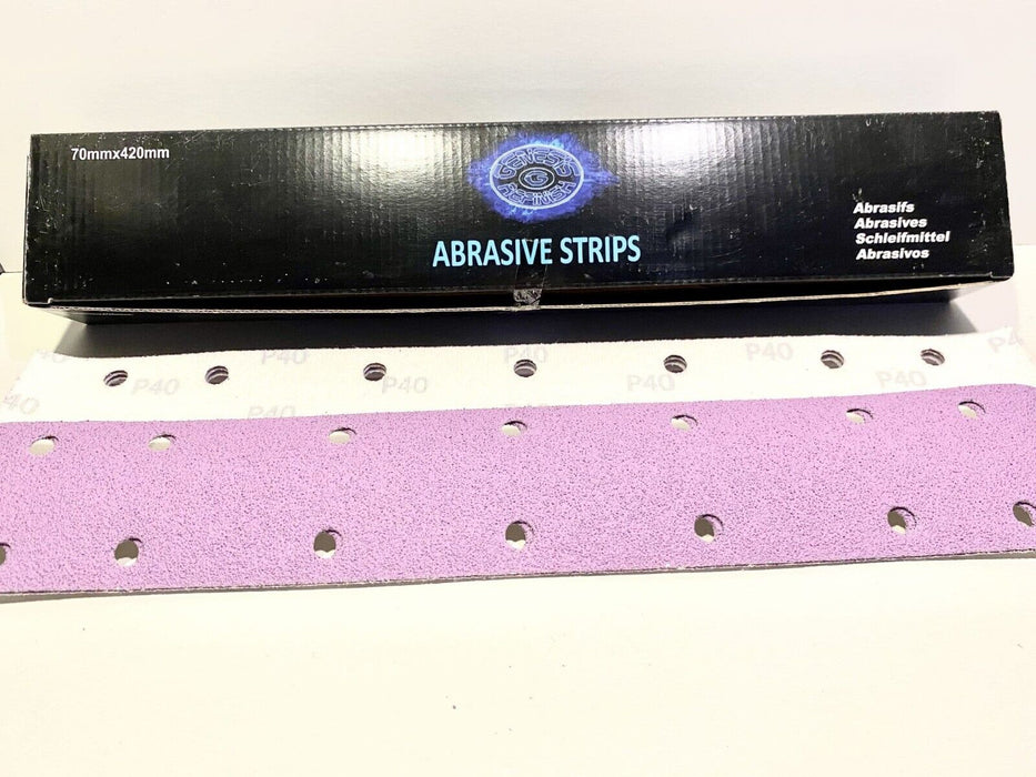 Genesis Refinish Abrasive Strips 70mm x 400mm P120 P180 P320 Pack of 50