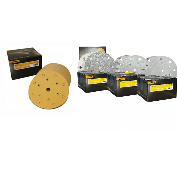Mirka Basecut & Gold 15-Hole Hook&Loop Sanding Discs 6" Sand Paper Disks(100)
