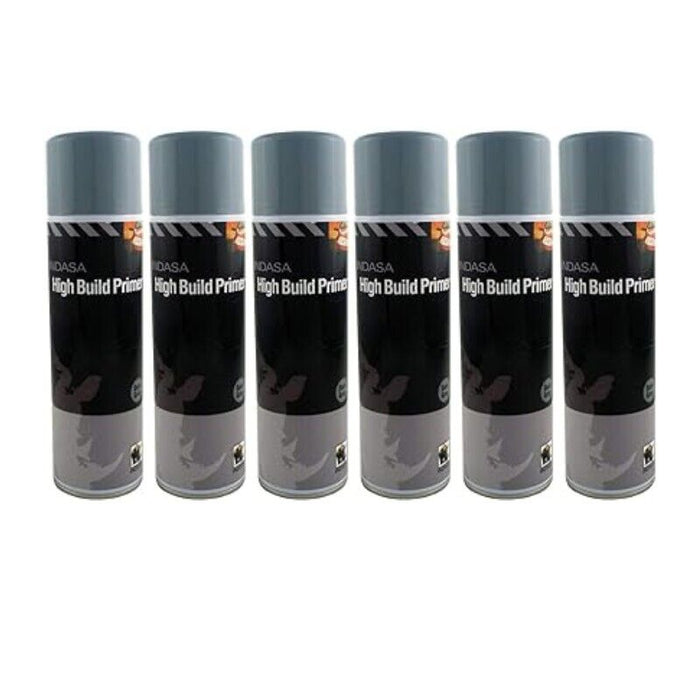 6X Indasa Dark Grey High Build Acrylic Based Primer Aerosol 500ml
