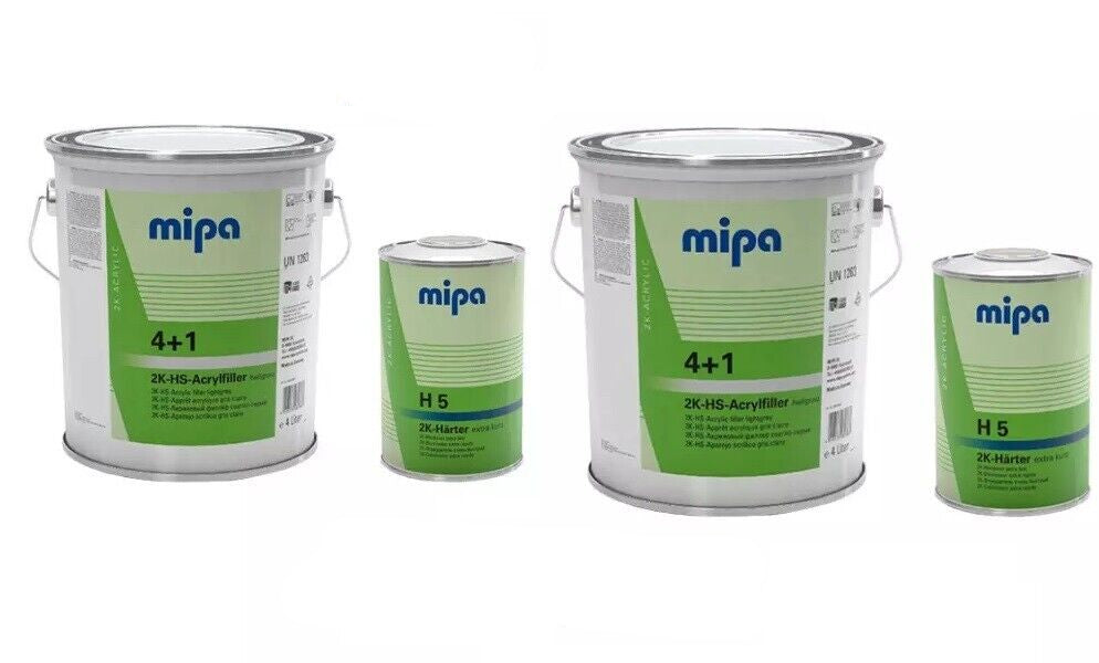 2 X MIPA 4 + 1 ACRYFILLER HIGH BUILD PRIMER WHITE 4LTR- 2 X H5 1LTR *10LTR KIT*