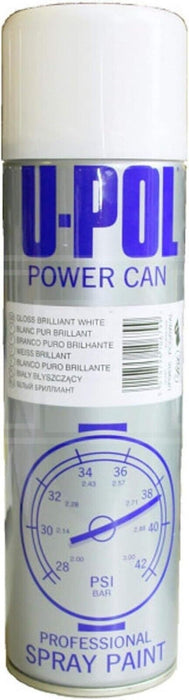 U-POL Power Can Gloss White Topcoat Aerosol Spray Paint 500ml