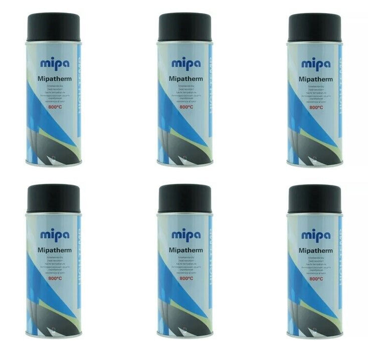 MIPATHERM BLACK HEAT RESISTANCE HIGH TEMP UPTO 800C PAINT 400ml - Pack of 6