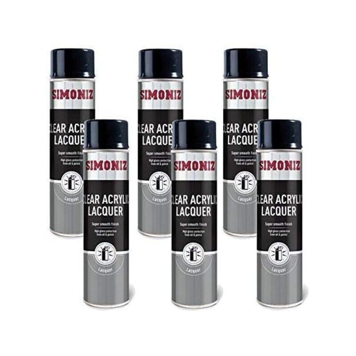 6 X SIMONIZ Spray Paint Aerosol 500ml Can Clear Lacquer