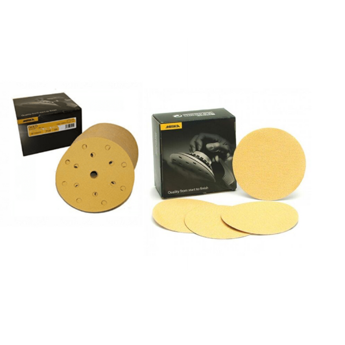MIRKA GOLD GRIP 150mm 15-H (pk of 100) with 77mm (pk of 50) DA SANDING DISCS