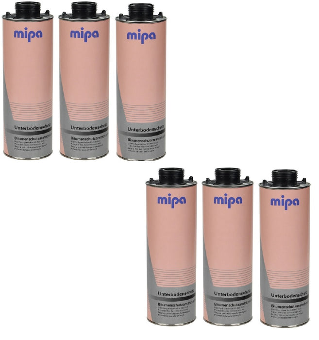 6 X MIPA Black Underbody Schutz Protection Spray Seal - 1L