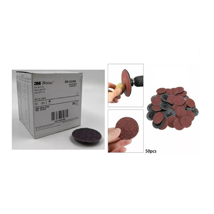 3M 22398 ROLOC FIBRE DISCS P36 50MM PK50 - BROWN