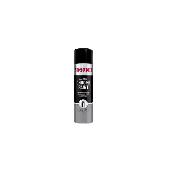 Simoniz Acrylic Chrome Spray Paint 500ml for Car Aerosol Fast Drying Smooth