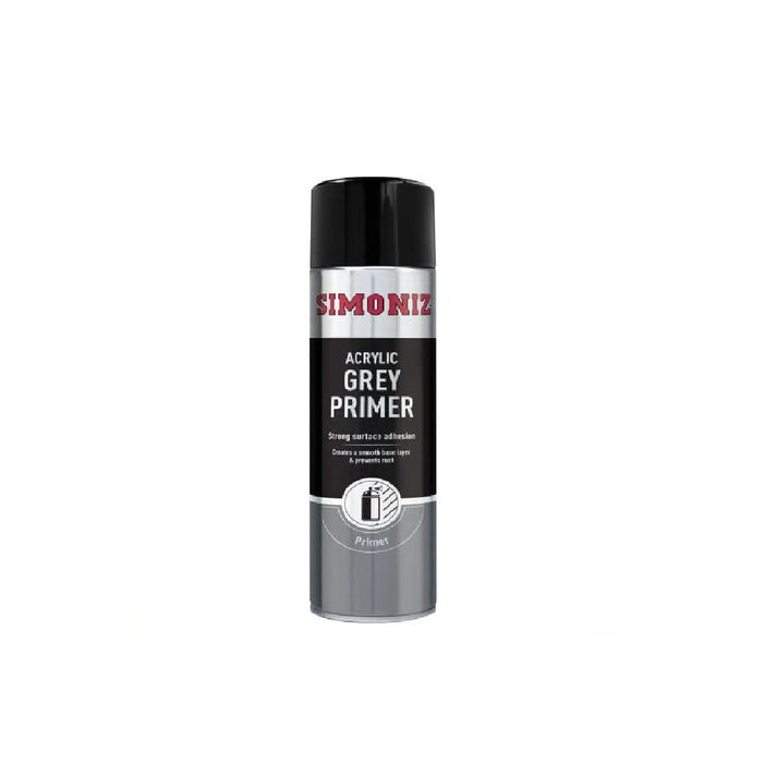 Simoniz SIMP11D ACRYLIC Grey Primer Paint Spray- 500ML STRONG SURFACE ADHESION