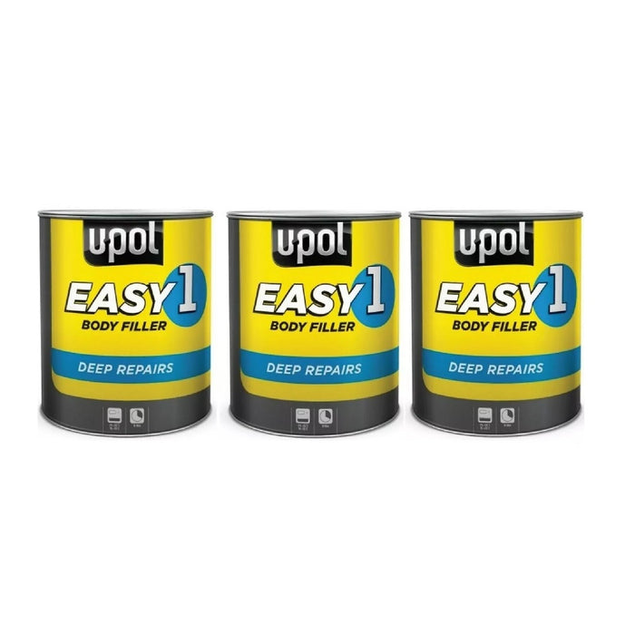 3 X U-Pol Easy Car Body Filler 3L - WITH HARDENER & SPREADER