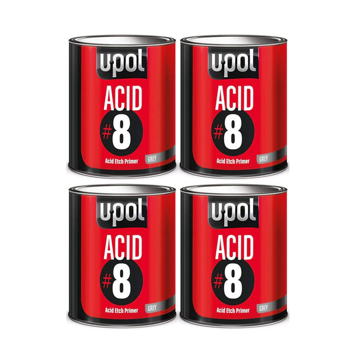 U-POL ACID x 4 1K Etch Primer 1L Cans Galvanised Aluminium Steel Metal ...