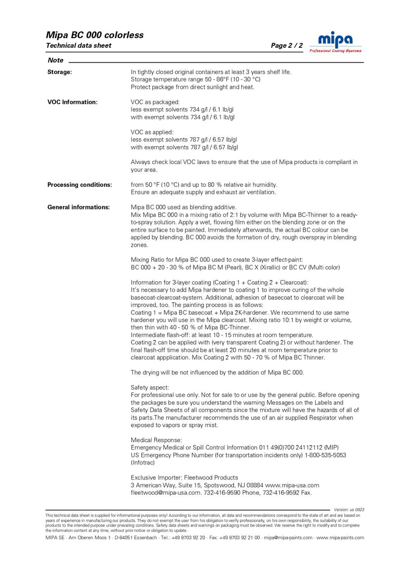 MIPA Professional Coating Systems BC 000 218100000 Clear 3 L