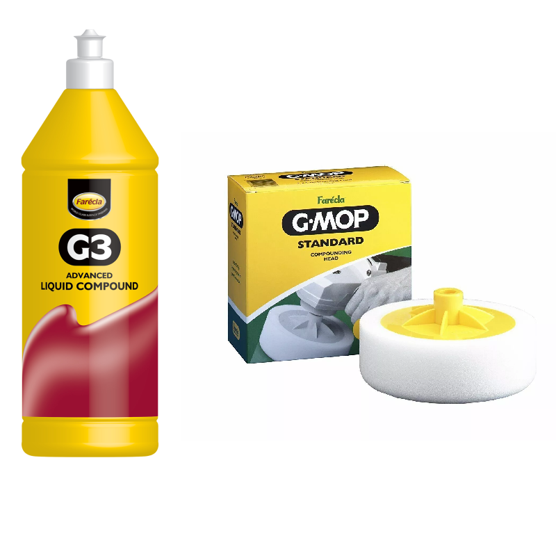 Farecla G3 Advanced Liquid Compound - 500ML & G-Mop Head 14mm White Compound pad