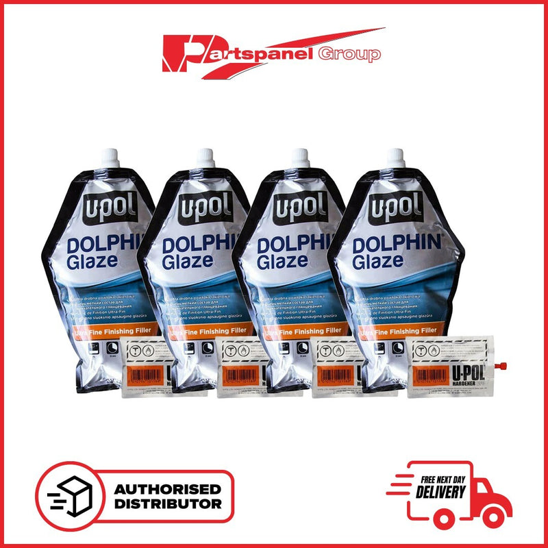 U-POL Dolphin Glaze Putty UPOL 440ml with BPO Hardener PACK OF 4