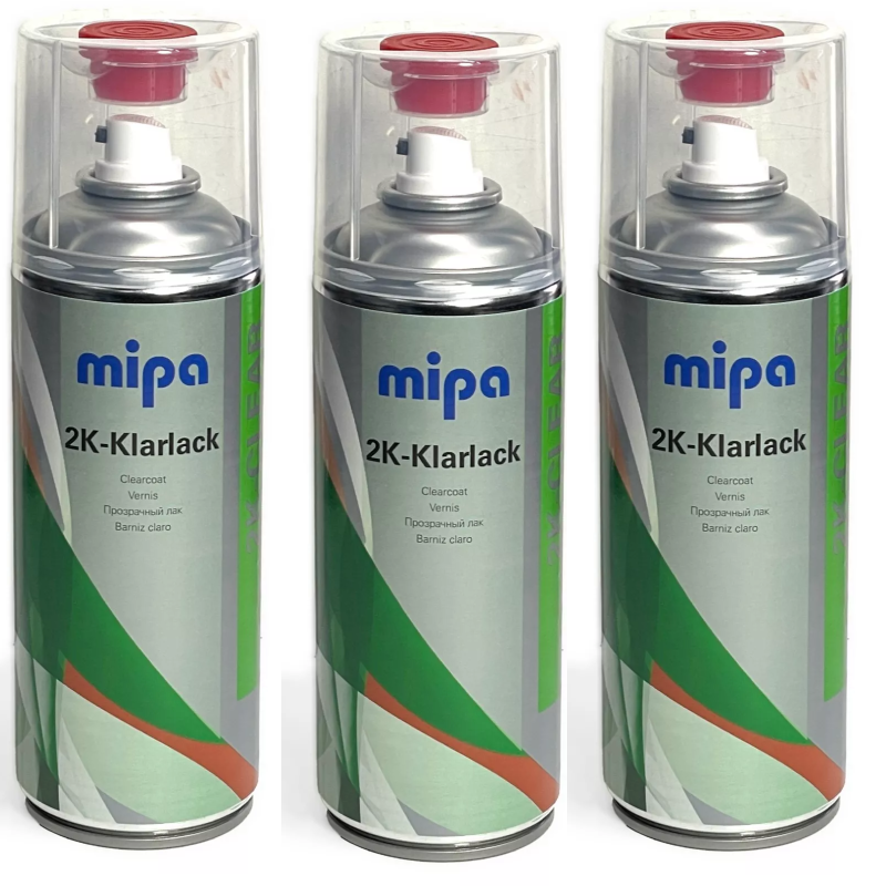 3 X MIPA 2K CLEAR COAT SPRAY Lacquer Car Paint Aerosol with HARDENER 400ml