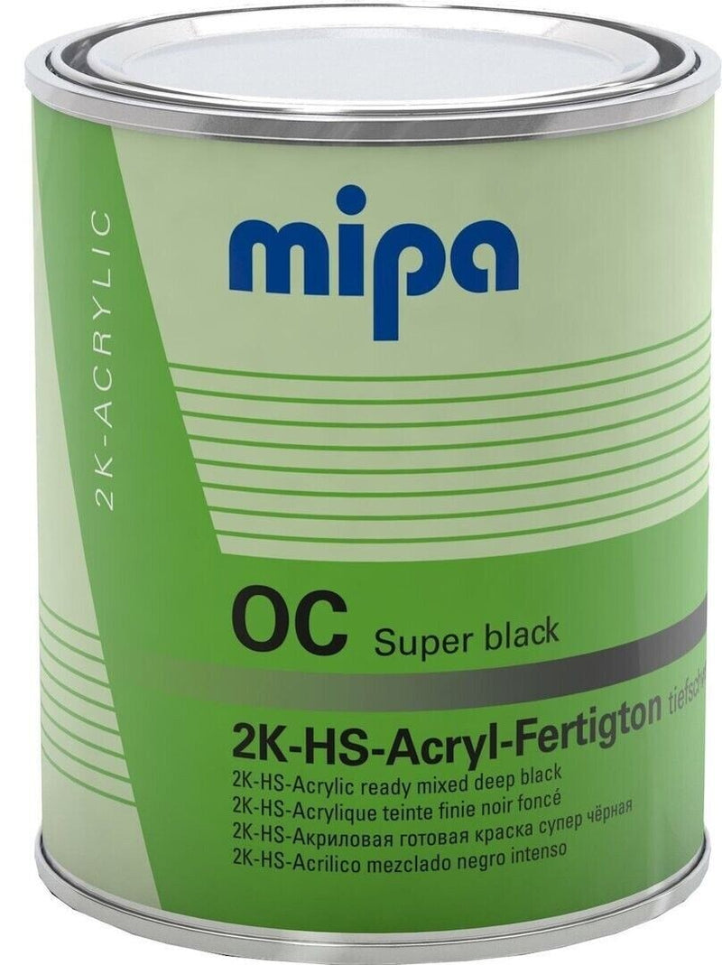 MIPA OC Super Black 2K Gloss Car Paint 1L Deep Jet Black 1Ltr