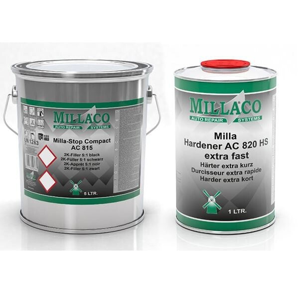 Millaco AC 815 Stop Compact Black Kit With AC820 Extra Fast Hardener - Black 5:1