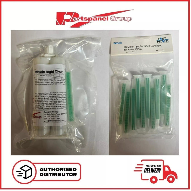 11 Nozzles & Plastic Repair Rigid Clear Cartridge 50ml With 11 Nozzles