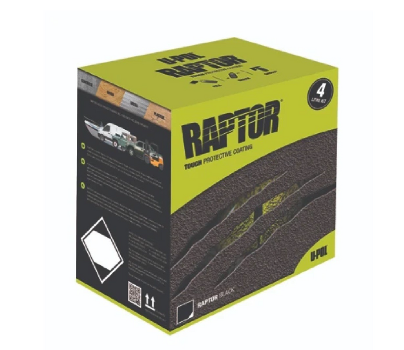 U-POL RAPTOR 2K Tough Black Bed Liner Kit 3.8L – 4 Bottles with Hardener