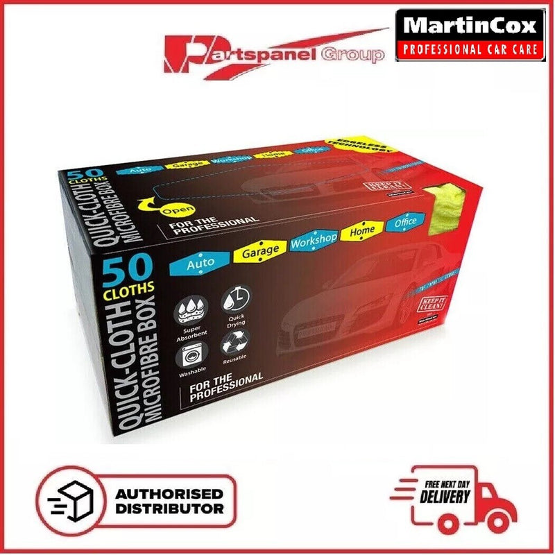 MARTIN COX QUICK CLOTH MICROFIBRE CLOTHS DISPENSER BOX OF 50 CLOTHS - 30X30