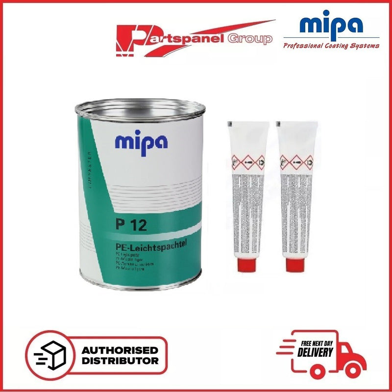MIPA P12 Light Weight Body Filler 3 Litre Fine Easy Sand Putty with Hardner