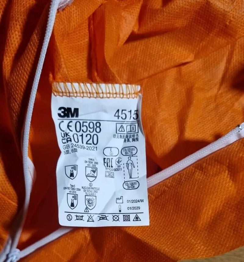3M™ Protective Coveralls 4515  - Orange - Sizes S/M/L/XL/XXL