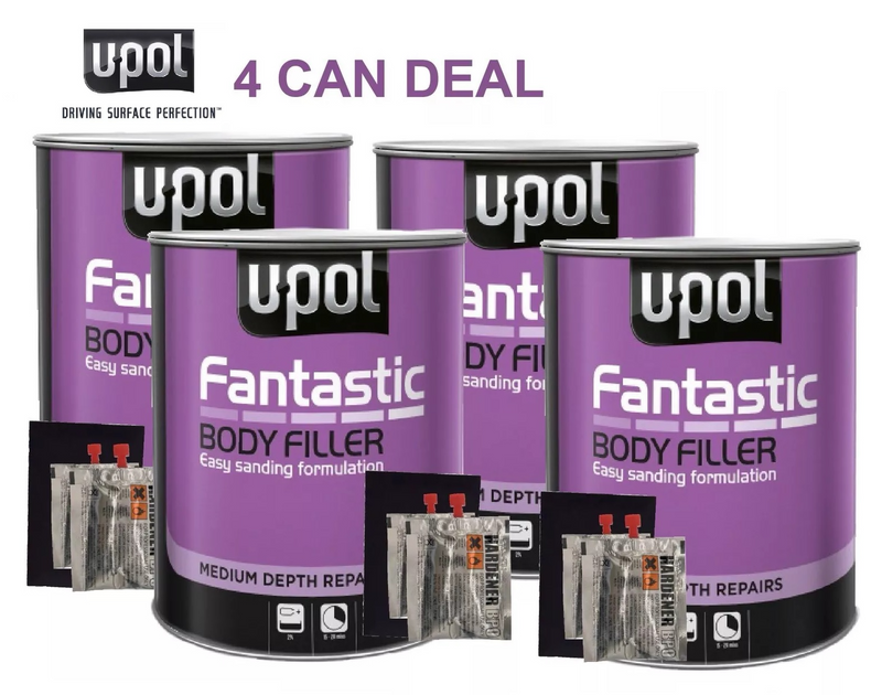 U-pol Fantastic Ultra Lightweight Body Filler with BPO HARDENER & SPREADER 4 CAN