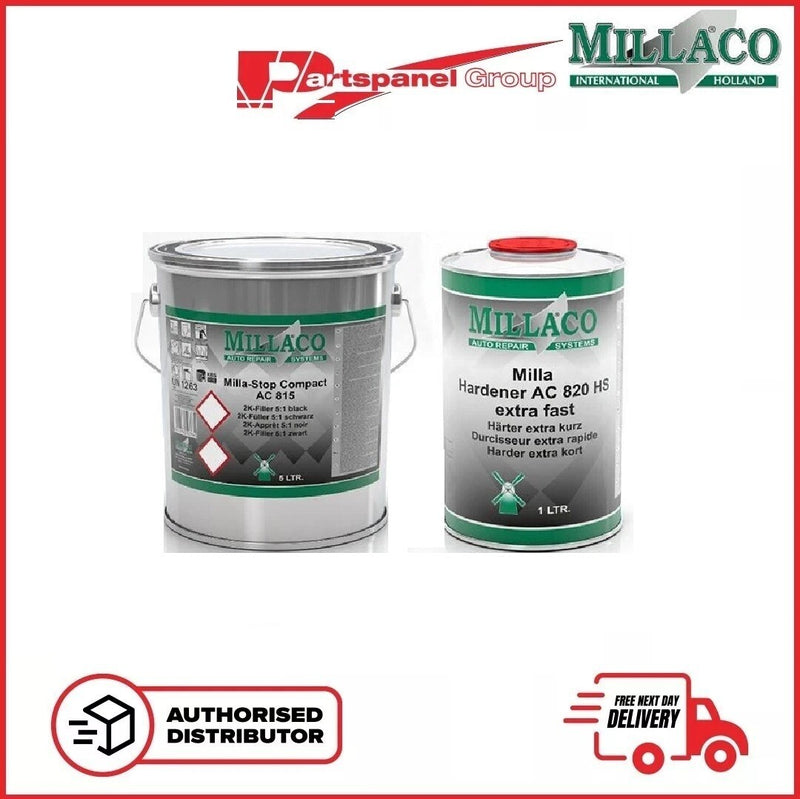 Millaco AC 815 Stop Compact Black Kit With AC820 Extra Fast Hardener - Black 5:1