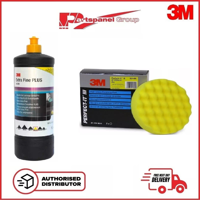 3M Extra Fine Plus Compound 1 L with 2 x Light abrasive polishing pad 150mm