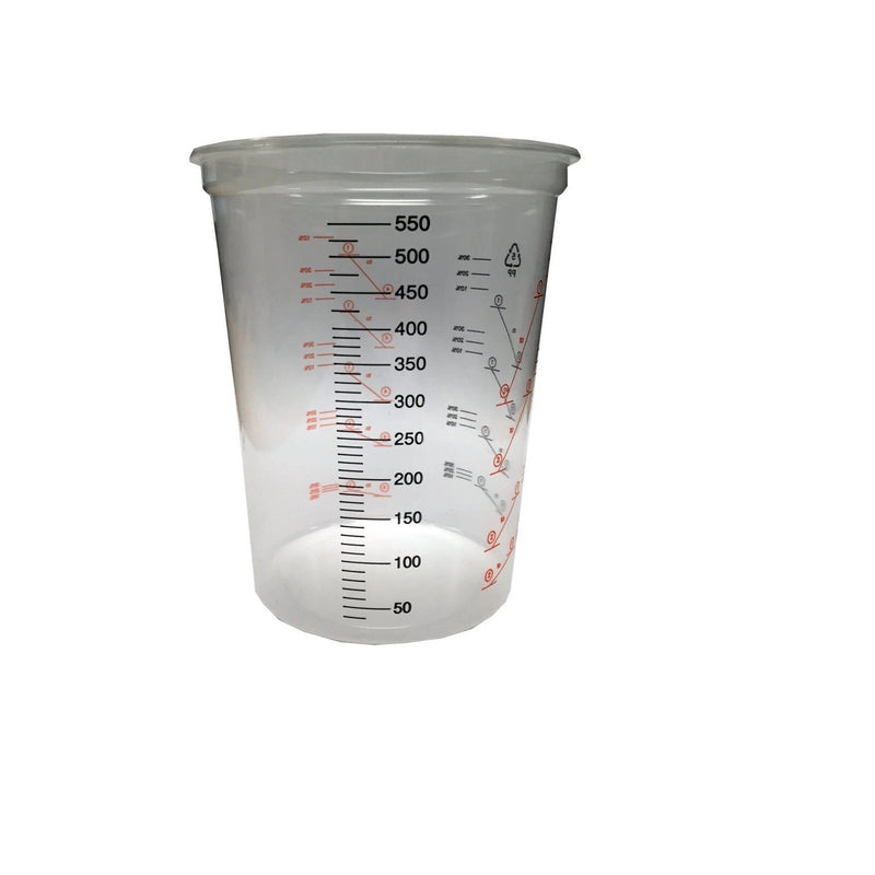 600ml Clear Plastic Mixing Cup - 10pk - No Lid