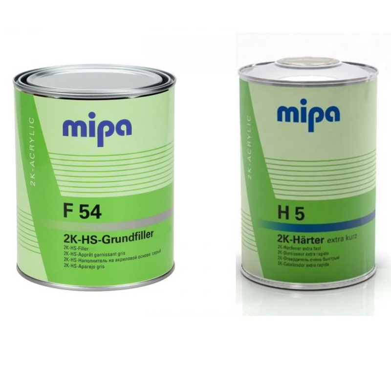 Mipa F54 4:1 2K HS GREY HIGH BUILD PRIMER WITH H5 HARDENER 1 L (5 LTR  KIT)