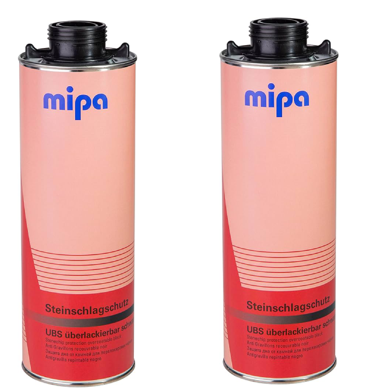 2 X MIPA SUPER BLACK STONE CHIP ( 1 Ltr ) Underbody Coatings