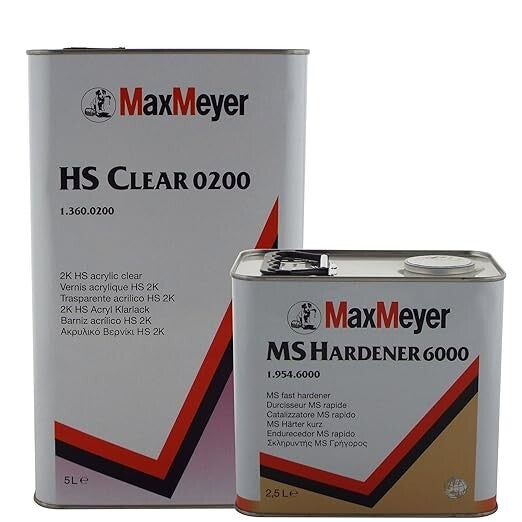 Max Meyer 0200 2K Clear Coat Lacquer 5ltr & 2.5ltrs Max Meyer 6000 Hardener 7.5L