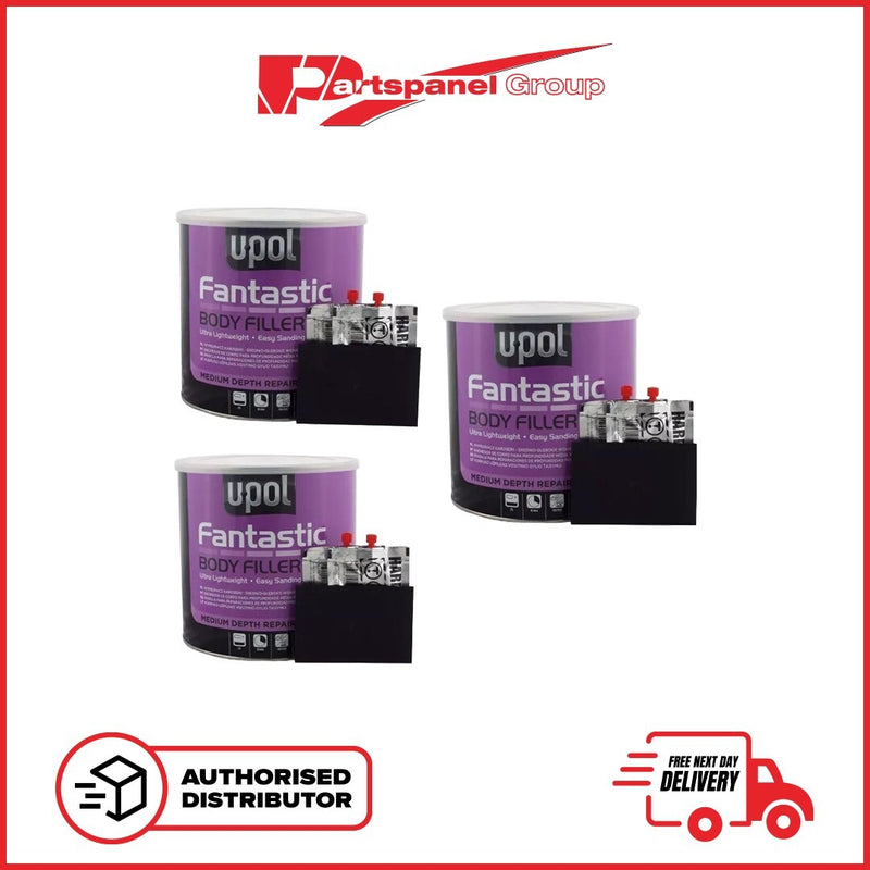 3 X U-pol Fantastic Ultra Lightweight Body Filler with BPO HARDENER & SPREADER