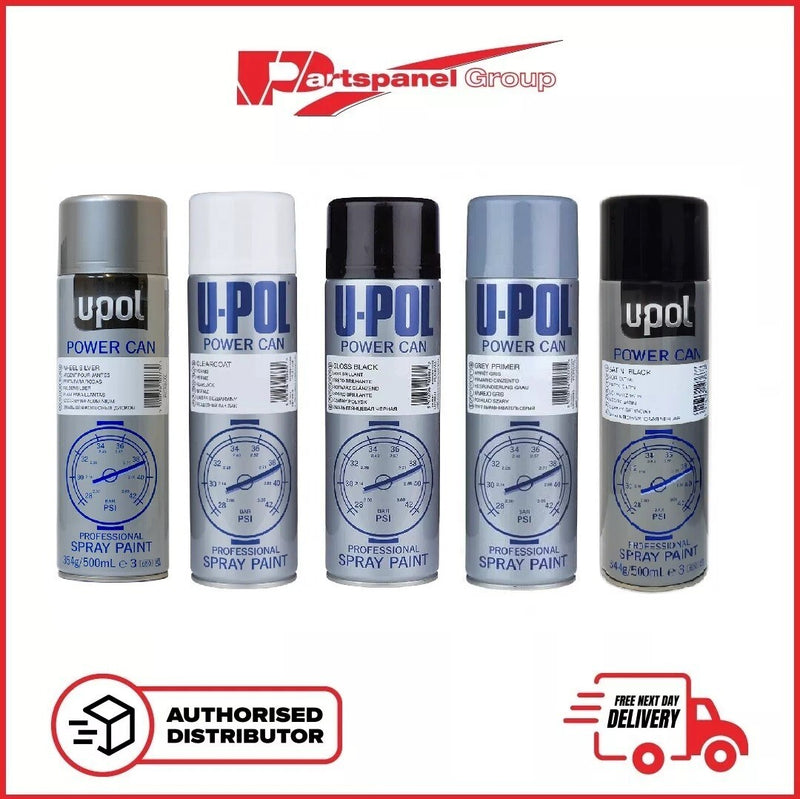UPOL Power Can Silver, Etch Primer, Matt Black, Satin Black, Clear, Grey Primer