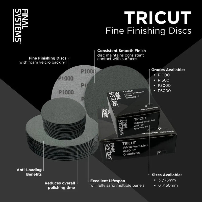 P3000 Disc Final Systems Tricut 150mm P3000 Fine Finishing Foam Sanding Discs ...
