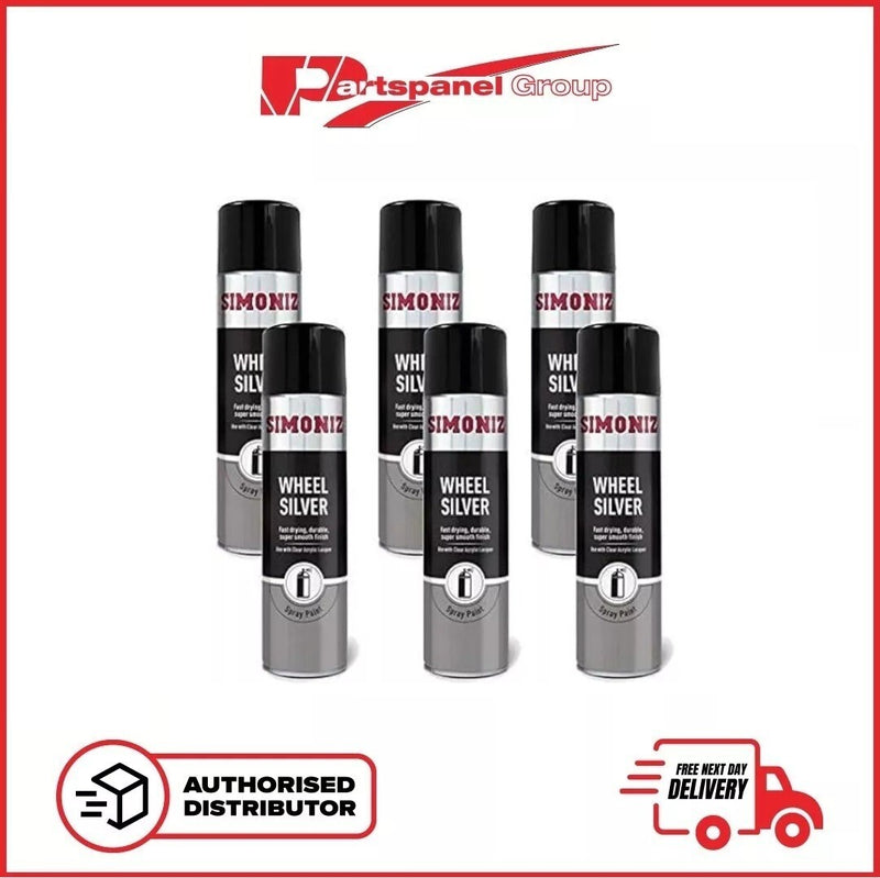 6 X SIMONIZ Spray Paint Aerosol 500ml, Wheel Silver