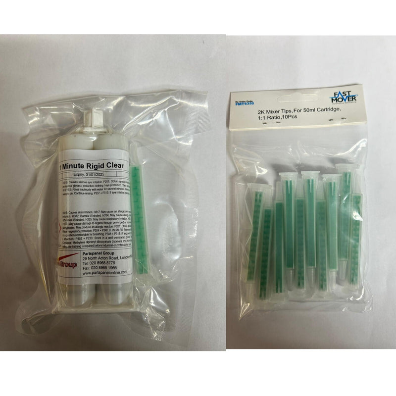 11 Nozzles & Plastic Repair Rigid Clear Cartridge 50ml With 11 Nozzles