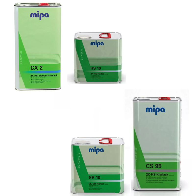 MIPA CX2 & CS95 2k Clear-Coat Kit 5L WITH HS10 FAST HARDENER 2.5L (Total 15Ltr )