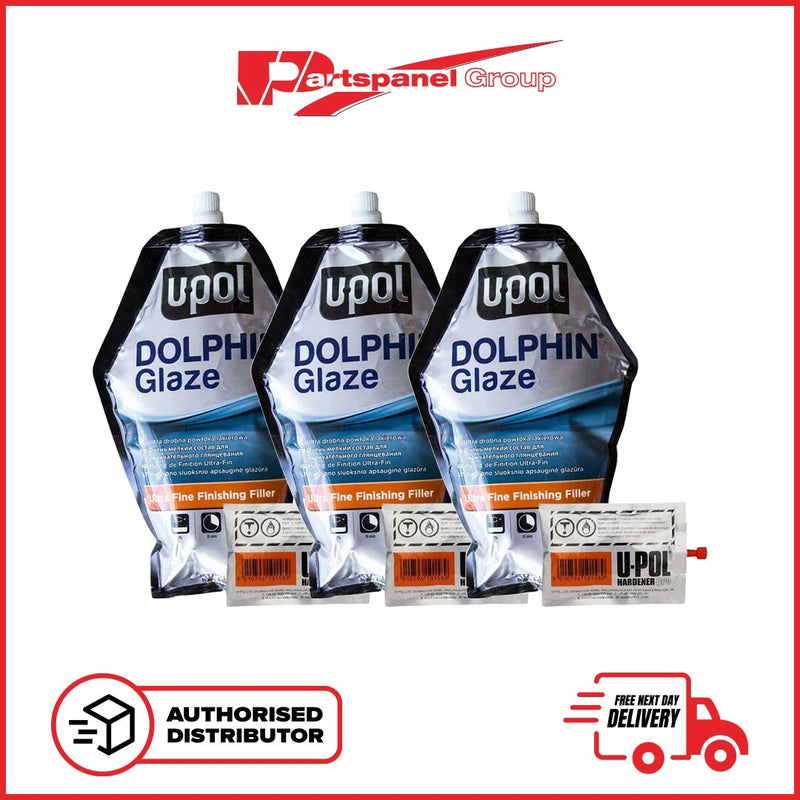 U-POL Dolphin Glaze Putty UPOL 440ml with BPO Hardener PACK OF 3