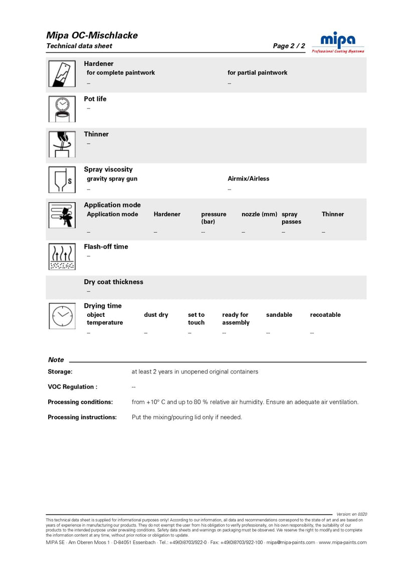 Mipa OC T10 Ochre 2K-PUR acrylic tinter 3 ltr