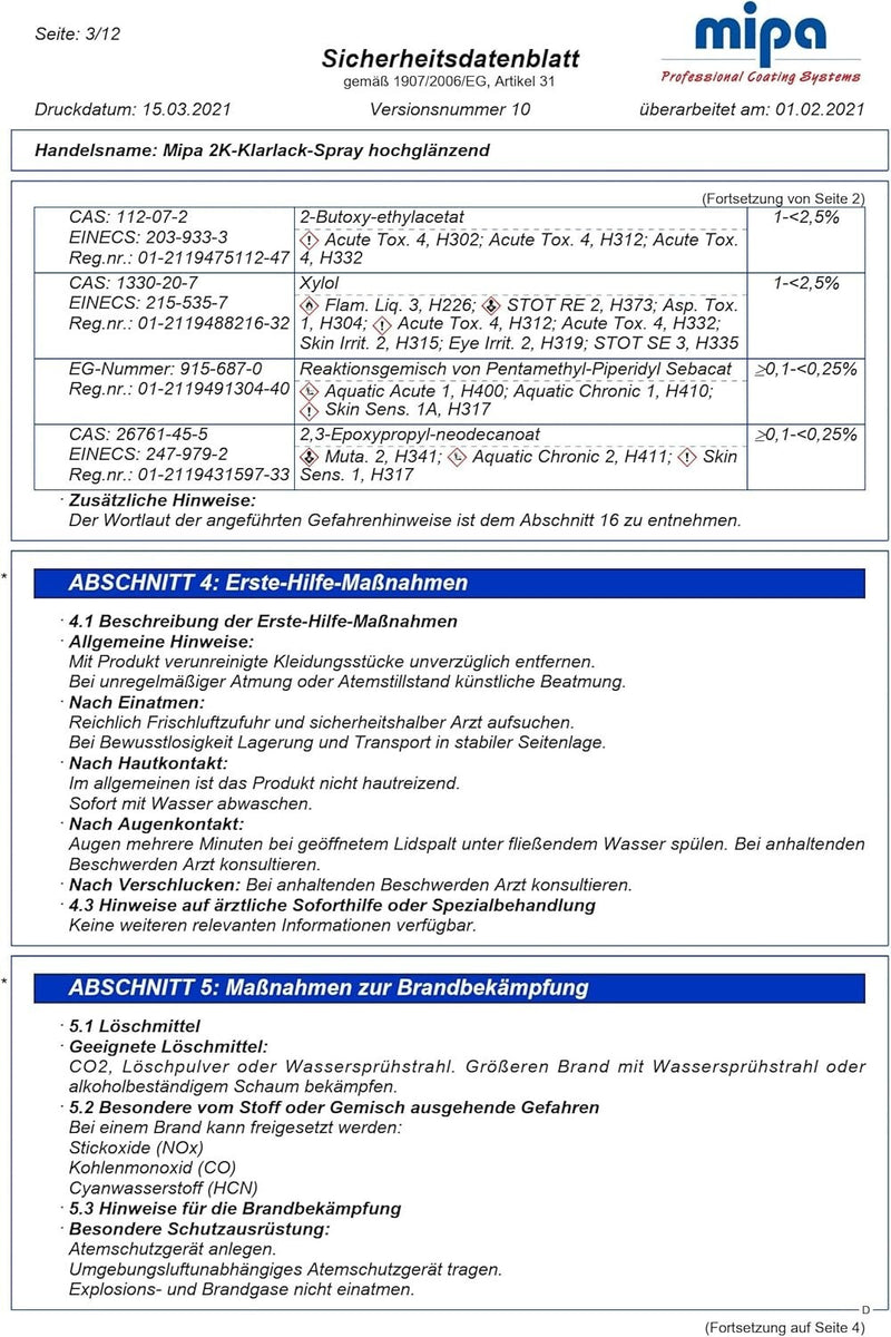 MIPA 2K CLEAR COAT SPRAY  Lacquer Car Paint Aerosol with HARDENER 400ml