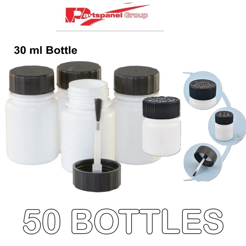 Touch Up Paint Bottles With Brush in Lid&Agitator Ball - 50 Pack 30ml Per Bottle