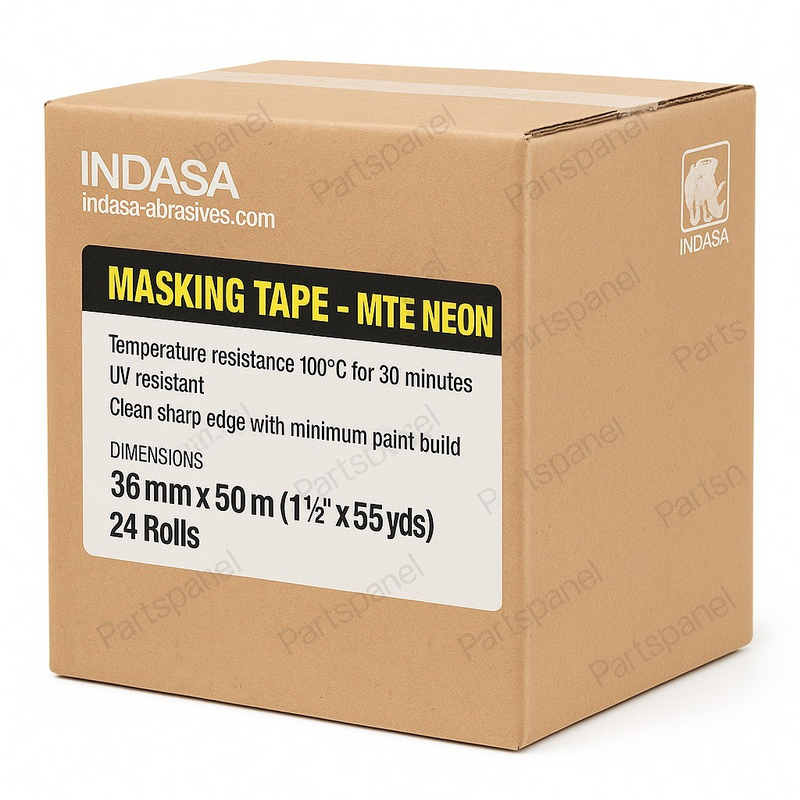 INDASA MTE Neon Masking Tape 36mm x 50m – High Performance (Box of 24 Rolls)