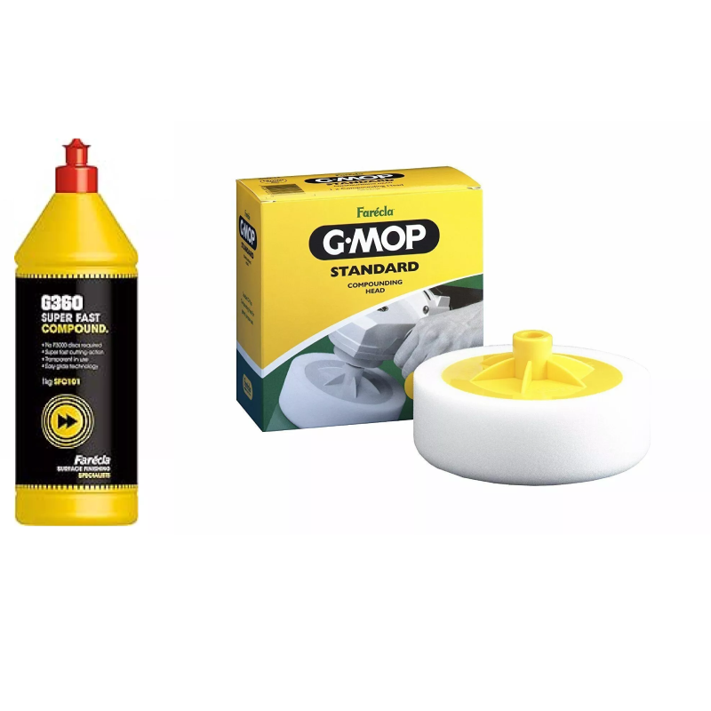 Farecla G360 Super Fast Compound 1Kg & G-Mop Head 14mm 6” 150mm Compound Pad