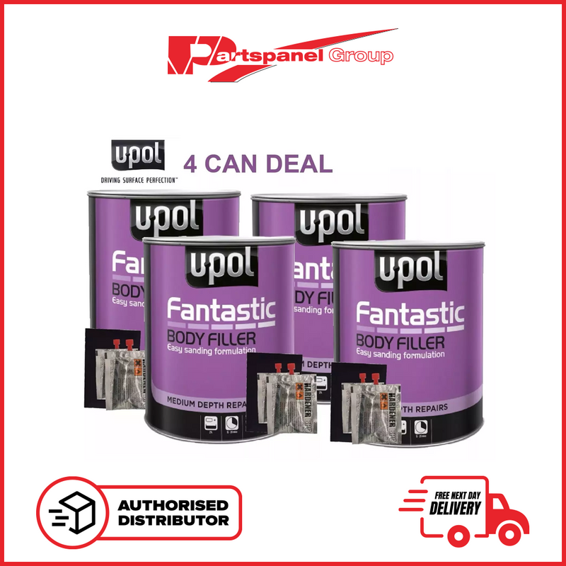 U-pol Fantastic Ultra Lightweight Body Filler with BPO HARDENER & SPREADER 4 CAN