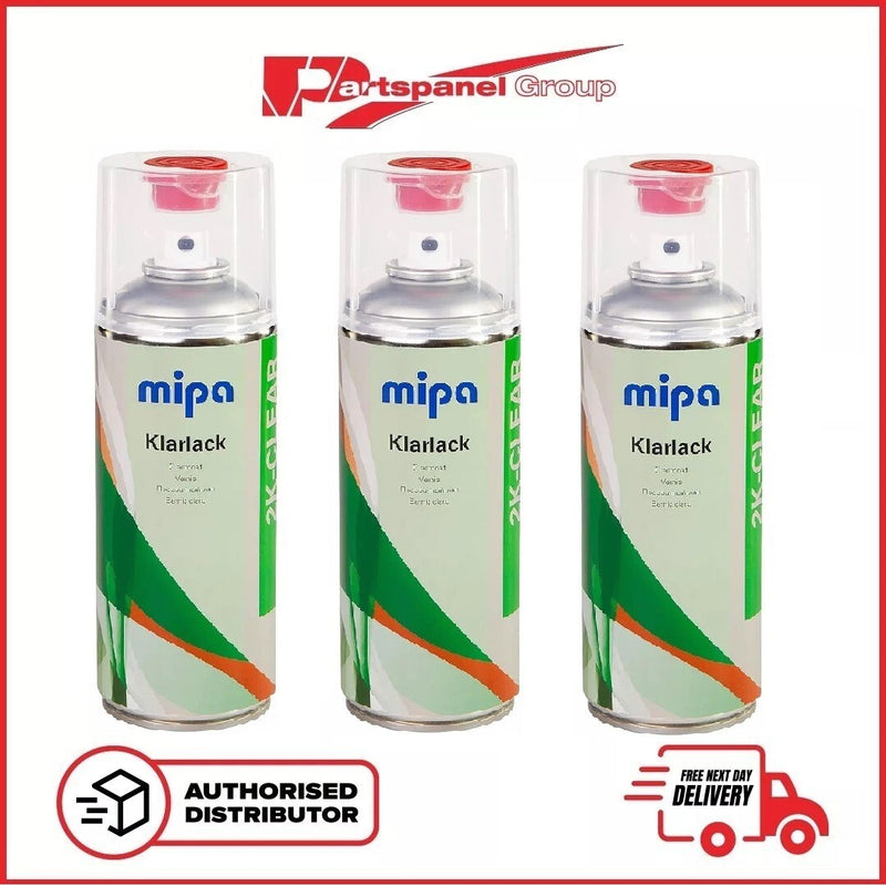 3 X MIPA 2K CLEAR COAT SPRAY Lacquer Car Paint Aerosol with HARDENER 400ml