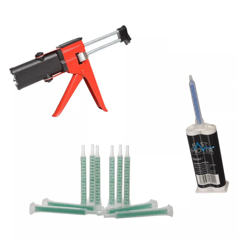 Fast Mover 50ml 2K Plastic Repair Gun Kit Including Glue Cartridge And Nozzles