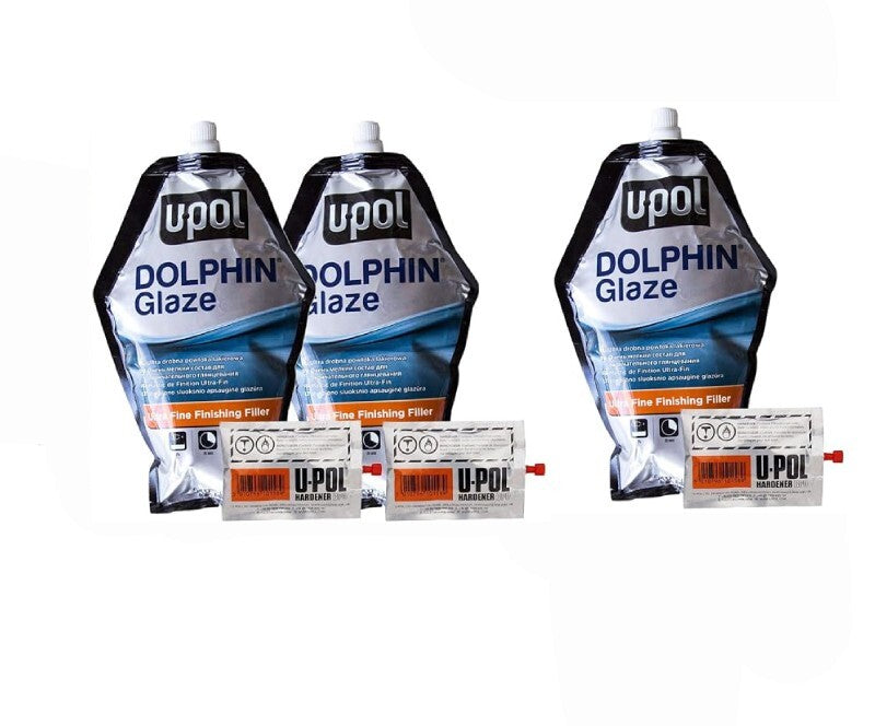 U-POL Dolphin Glaze Putty UPOL 440ml with BPO Hardener PACK OF 3